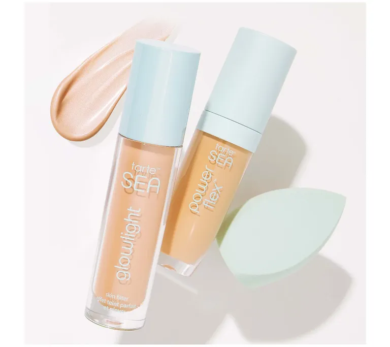 Фильтр для кожи, консилер и спонж Tarte Cosmetics Glowlight Skin Filter, Power Flex Concealer & Sponge