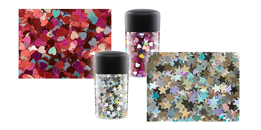 Глиттеры от MAC Pink Hearts и Silver Stars