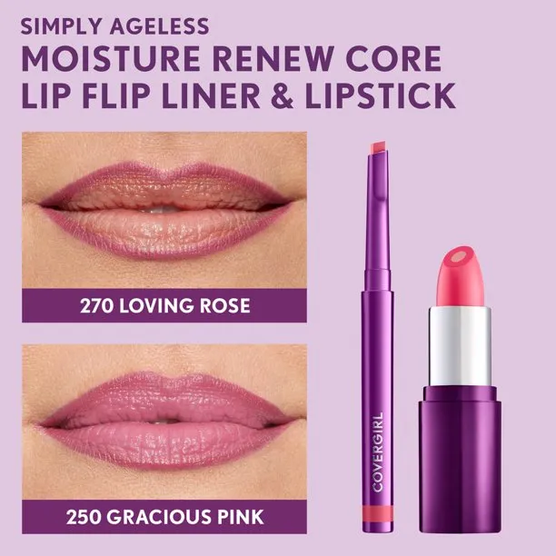 Помады Covergirl Simply Ageless Moisture Renew Core и карандаши Lip Flip 